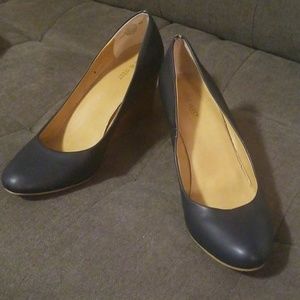 Navy Blue Nine West Wedge Shoe